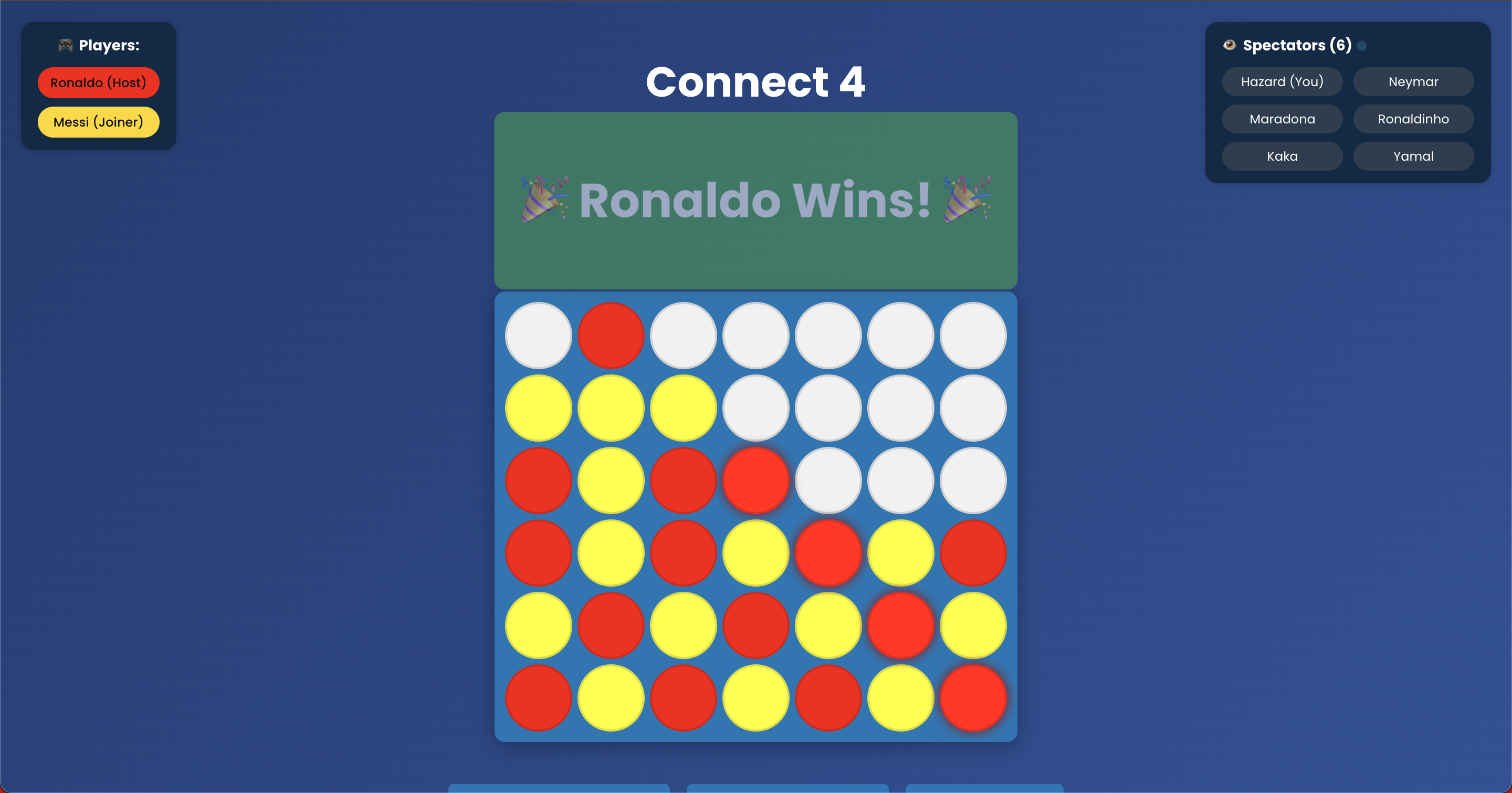 Connect Four live spectator mode